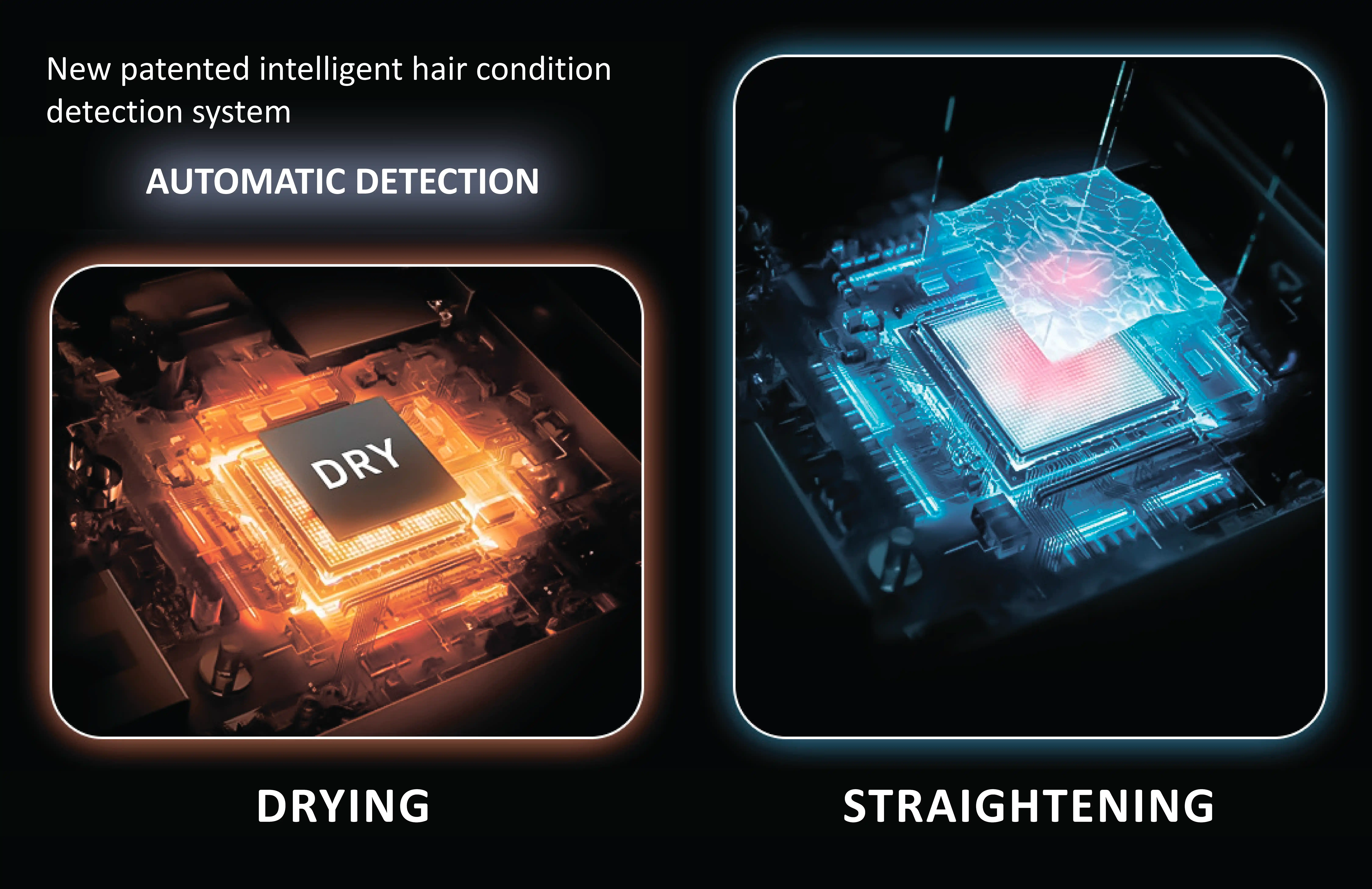 Automatic control of hair drying and straightening with the Daiwall AirStrait DF-08 Hair Dryer